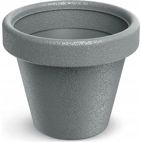 Vaso da fiori in plastica con coperchio rotondo, grigio pietra, 39 cm Originale