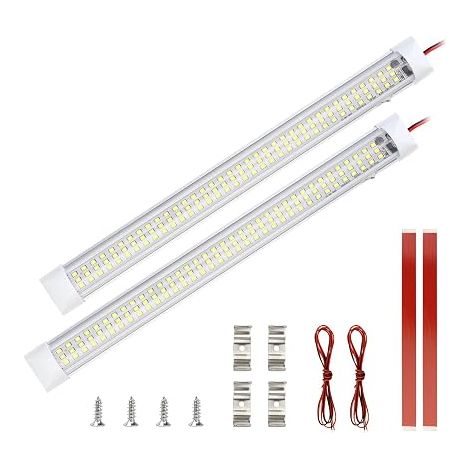 Barre de lumière intérieure à LED Eclairage Voiture avec Interrupteur Blanche Barre de Bande Lampe pour Van Camping Camion Bateau, Blanc, W33/H3/L3