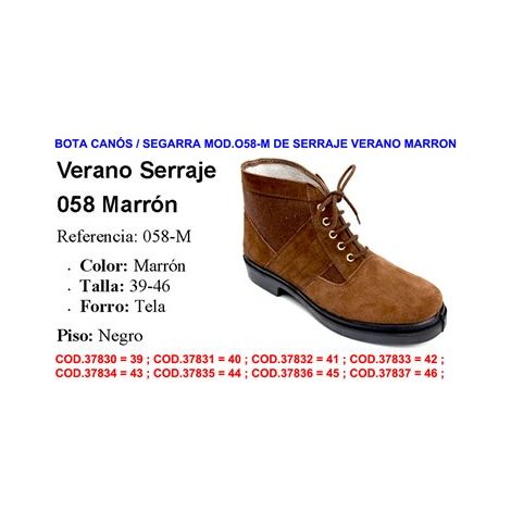 Botas SEGARRA "Canós" 058-M Serraje Verano Marrón Talla 44
