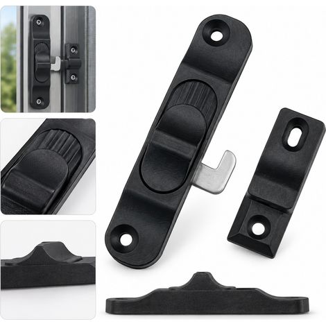 1 Pièce Verrou de Moustiquaire en ABS Noir, Longueur 9 cm, Loquet Coulissant pour Fenêtre (1/5)