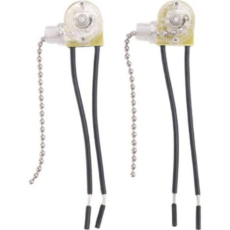 Interrupteur Ventilateur Plafond à Double Fils avec Cordon de Tirage pour Luminaires et Ventilateurs 2 Pièces Argent