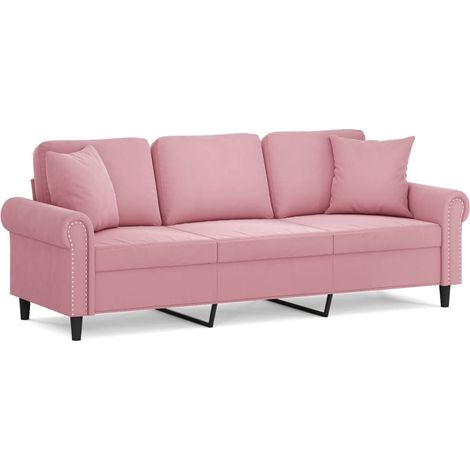 Maison Exclusive - Divano a 3 Posti con Cuscini Rosa 180 cm in Velluto