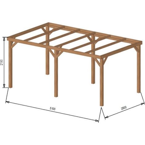 WMU – Pergola bois autoportante 15 m2 – Longueur 4,9 m – Largeur 3,1 m – Traitement autoclave pour longévité – Fabrication française (1/2)