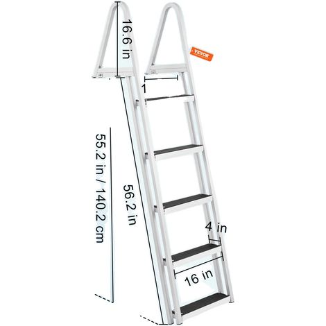 Échelle de quai, Pédales antidérapantes, Design ergonomique, 5 Étapes 350 Lbs (1/2)