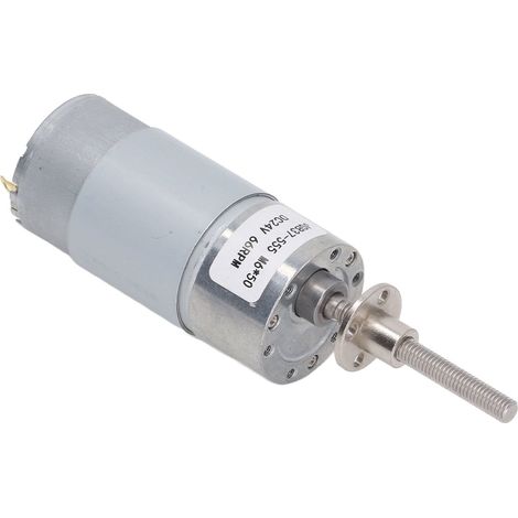 Moteur à engrenages CC micro à couple élevé, réducteur de vitesse à turbine, autobloquant et réversible, 24 V, filetage M6 x 50 mm avec bride, 66 tr/min (1/5)