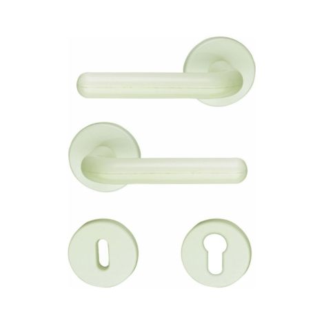 Ouvre&Déco – Poignée de porte FLORIDE – Lot de 2 – Nylon blanc – Multifonction avec bec de cane et clés L/I – Rosace 55mm (1/2)
