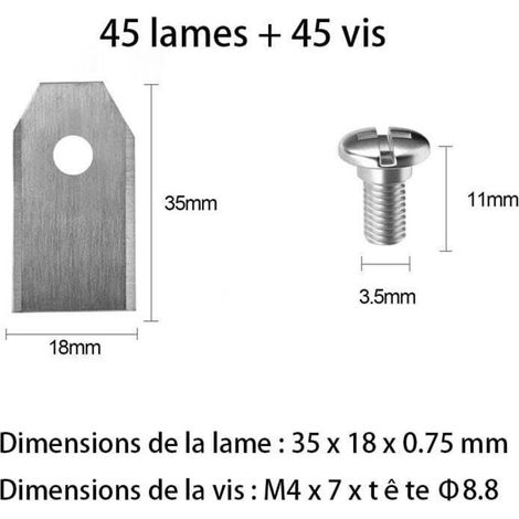 Lames de rechange pour robot tondeuse : lames pour robots tondeuses, coupe précise, kit de 45 lames aiguisées et 45 vis, remplacement facile (1/3)