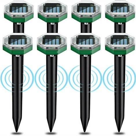 Repelente solar ultrasónico para topos GABRIELLE de 8 piezas, resistente al agua IP65, apto para jardines, patios y césped.