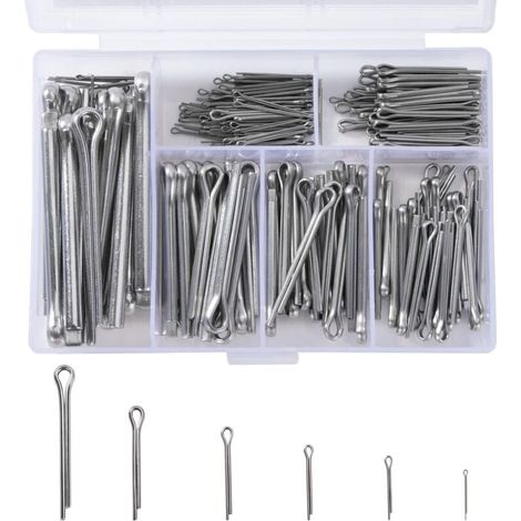Kit surtido de 230 pasadores de chaveta de acero inoxidable M1, M2, M2.5, M3, M4 y M5 con caja de almacenamiento. (1/4)