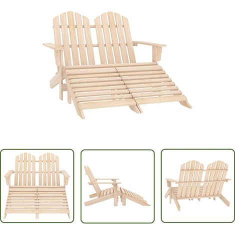 The Living Store Chaise de jardin Adirondack 2 places et repose-pied sapin - Chaises De Jardin - Chaises Adirondack - Mobilier De Jardin - Chaise Extérieure - Chaise Relax