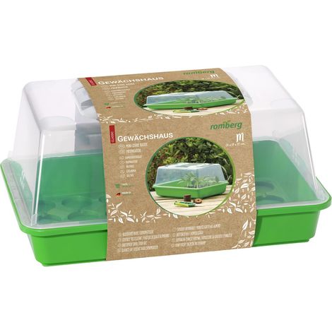Romberg – Serre de culture CLASSIC M – Verte, 38 x 24 cm, avec aération, plastique (1/4)