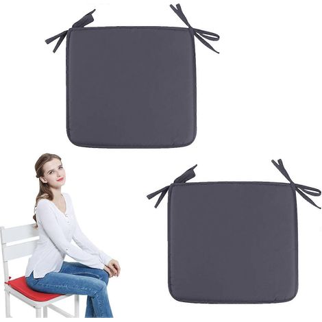 Ensemble de 2 coussins de chaise d'extérieur carrés avec sangle résistants à l'eau pour tabourets de bar bistro et jardin (1/5)