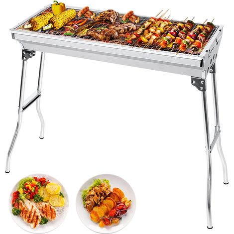 Vicmhuang – Barbecue portable pliant en acier inoxydable 73x32.5cm – Pour 12 personnes – Conception avec trous de ventilation – Facile à transporter