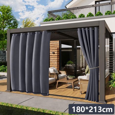 ROSNEK WindGuard Rideau extérieur extra-large imperméable coupe-vent à œillets 180 x 213 cm Gris foncé 1 panneau (1/5)