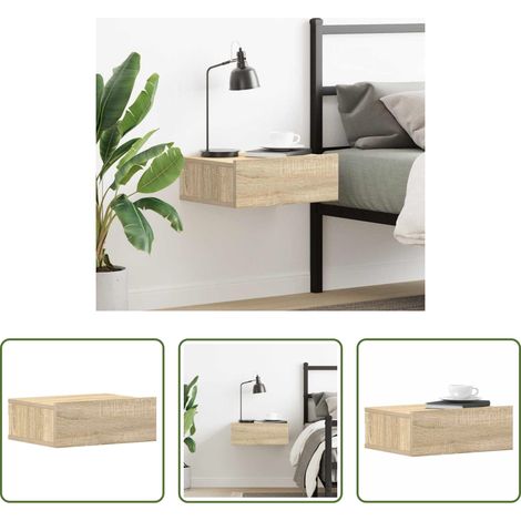 Rangement chambre - Table de chevet flottante Chêne sonoma Bois d'ingénierie (1/5)