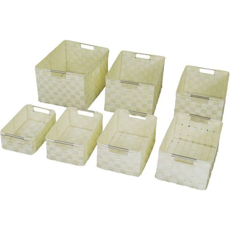 Cremefarbene Polyester-Schublade 1-7 cm38x28h21