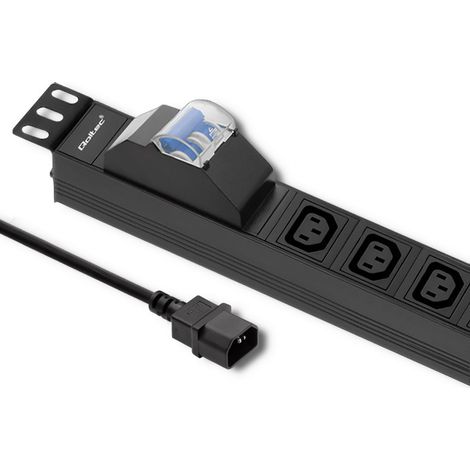 Bloc multiprise Qoltec avec protection contre les surcharges pour rack 19" 1U 10 A 8 x IEC C13 Fusible C16 2 m (1/5)