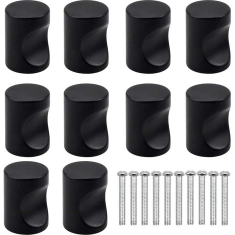 10PCS Noir Tiroir de Porte Poignée, Bouton de Meubles, Unique Trou Rond Boutons de Tiroir, Moderne Boutons de Porte, Poignées de Meuble pour Placard Armoire Cuisine, Chambre d'enfant (1/5)