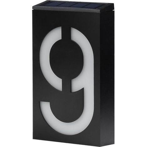 Plaque lumineuse LED adresse numéro 9 extérieur solaire pour maison hôtel boutique porte, éclairage autonome, chiffre 9, décoration nocturne imperméable. (1/5)