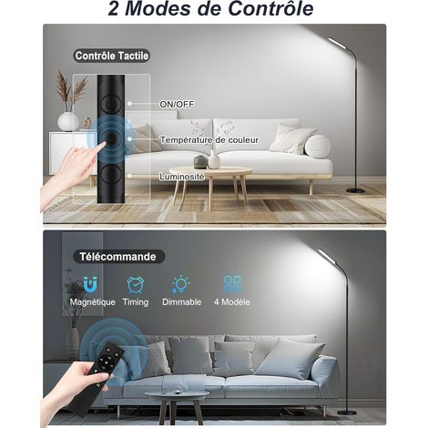 Lampada da terra, lampada da terra a LED 18W 2200LM con telecomando e controllo touch, temperatura del colore e luminosità dimmerabili lineari, timer da 1 ora, lampada da terra flessibile a collo di c (1/4)