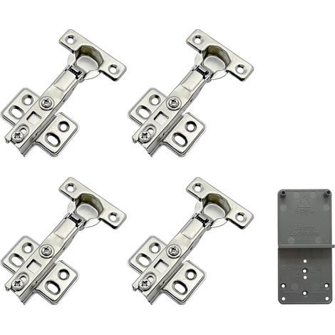 90 Degré Semi Recouvrante 26 mm Soft Close Charnieres avec Amortisseur Hydraulique Fermeture Automatique Charnière à Amorti pour Armoires de Porte Lot de 4 (1/5)