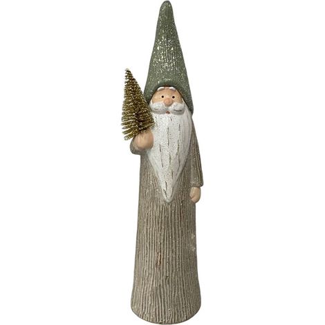 TrendLine Dekofigur Keramik Weihnachtsmann 34 x 8 cm grün-weiß Figur