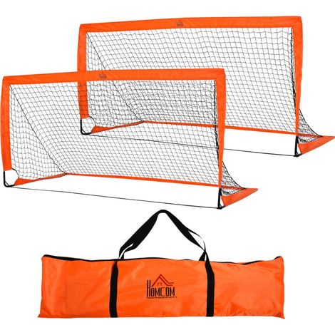 Cage et but de foot portable 2-en-1-Mini-but pliable métal-Tissu Oxford-Enfant-Orange-183x90x90cm (1/5)