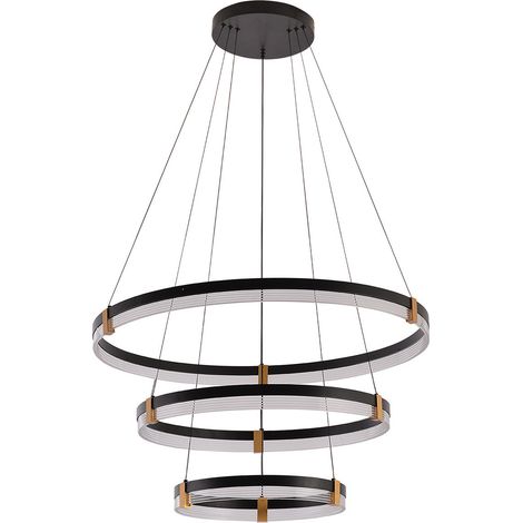 Suspension LED CCT noire Plum 3 anneaux 80/60/40 cm (1/5)