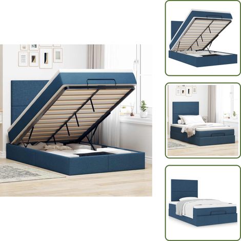 Letto con testiera - vidaXL Struttura Letto Pouf con Materasso Blu 120x190 cm in Tessuto - Materasso morbido