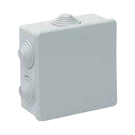 Caja estanca cuadrada de conexión IP55 80x80x35mm con 7 conos y tapa a presión color gris SOLERA 604