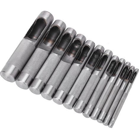 Ensemble de perforateurs de trous de ceinture, en acier au carbone, poinçon creux pour cuir, outils à main multifonctions 316mm 12 pièces (1/5)
