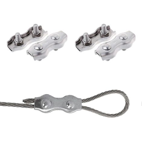 Colliers de serrage en acier, attaches pour cordes, clips duplex, colliers de serrage doubles M4, lot de 4 (1/5)