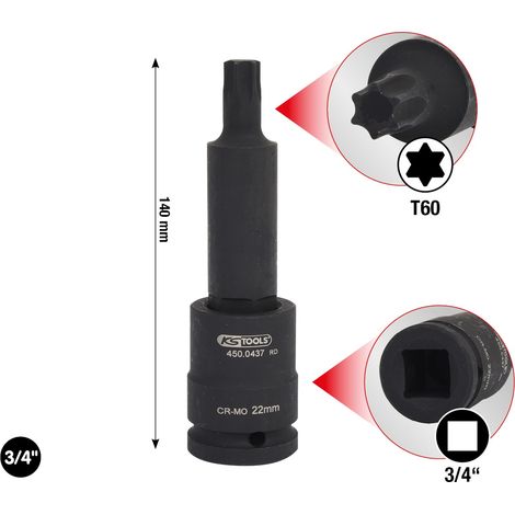 KS Tools 3/4 Kraft-Bit-Stecknuss TX, lang, T60 (1/5)