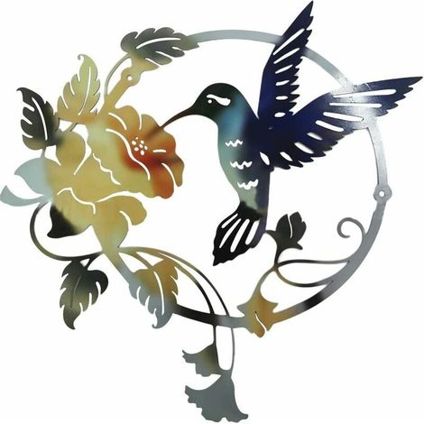 Décoration murale colibri 3D, Décoration murale oiseau en métal, Sculpture murale vintage 3D, Silhouette d'oiseau en métal, Décoration oiseau (1/5)