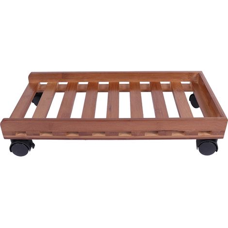 Support Pour Unité Centrale - En Bambou Naturel - Avec 4 Roues Verrouillables - Dissipation Thermique Optimisée - Pour Bureau Maison - 1 Pièce (1/5)