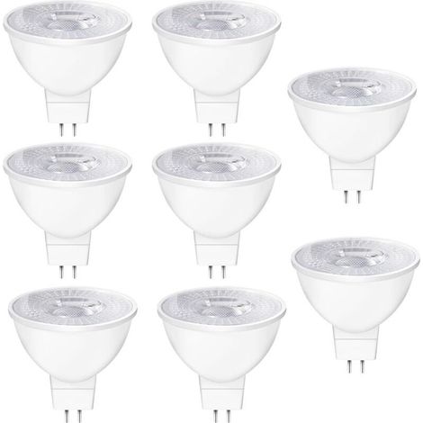 Ampoules LED GU5.3 MR16 12V, 5W Equivalent à 50W Lampe Traditionnelle, Blanc Chaud 2700K, 550LM, 38° Angle, Ampoules LED Spot MR16 12V AC/DC Lampe Réflecteur Non Dimmable,Lot de 8 [Classe énergétique-