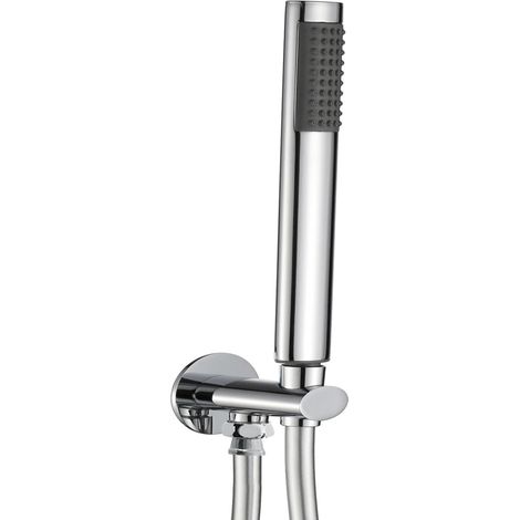 Kit set doccia ottone cromato completo di supporto presa acqua con flessibile e doccetta ovale confezione 1 (1/3)