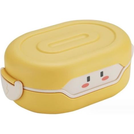 Boîte Bento - Lunch Box Jaune - 2 Compartiments - Anti-Fuite - Dimensions 18.3x12.2x6.9cm (1/4)