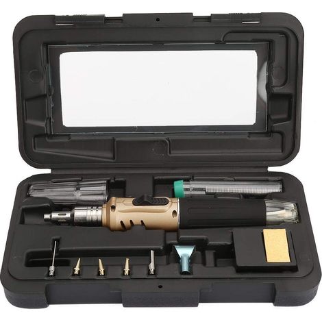 Kit fer à souder gaz butane HS-1115K – 5 pointes – or – multifonction 10 pièces