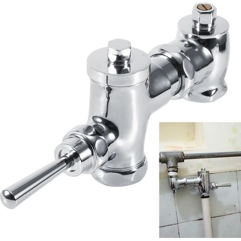 Einziehbares Druckknopf-Spülventil für Urinale, Messing, G1in 32 mm, verstellbar 105–115 mm, silberfarben, 88 mm, für öffentliche Toiletten, Büros, Hotels, 1 Stück (1/5)