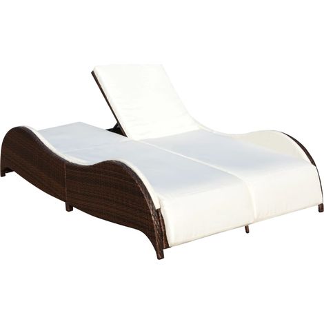 Maison Exclusive - Doppel-Sonnenliege mit Auflage Poly Rattan Bra (1/5)