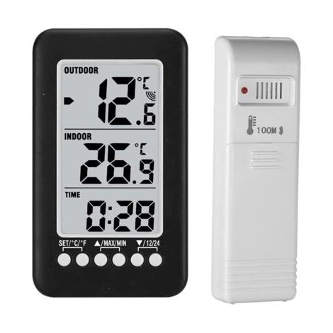 Drahtloses digitales Thermometer mit Sender – LCD-Anzeige/Anzeige ℃/℉ – Thermometeruhr