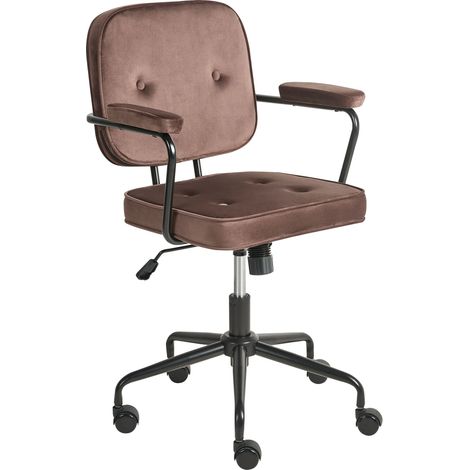 Sedia da ufficio in tessuto marrone girevole con altezza regolabile e freno di sicurezza Pawnee