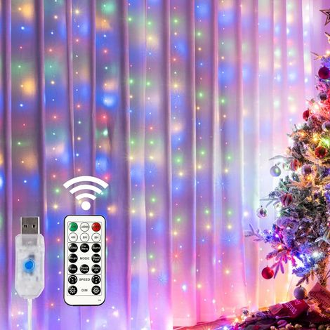 Guirlande lumineuse LED avec télécommande, alimentation USB, idéale pour les décorations de Noël, 1 pièce, lumières colorées, 2 x 3 m (1/5)