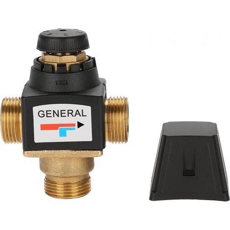 Robinet thermostatique à économie d'eau, vanne solaire 3/4", vanne en laiton, mitigeur thermostatique, mitigeur thermostatique 3 voies DN20 mâle en laiton pour chauffe-eau solaires - Mitigeur thermost (1/5)