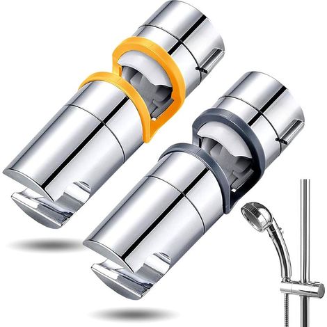 Support de Douchette Universel Support de pommeau de douche 2 Support Pommeau Douche pour Barre de Douche de 18-25 mm À 360 Degrés Porte Douchette Mural en ABS Chromé pour Salle de Bain (1/5)