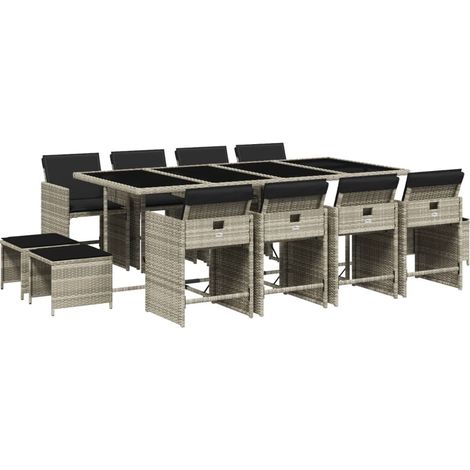 Maison Exclusive - Set da Pranzo da Giardino 13pz con Cuscini Grigio in Polyrattan