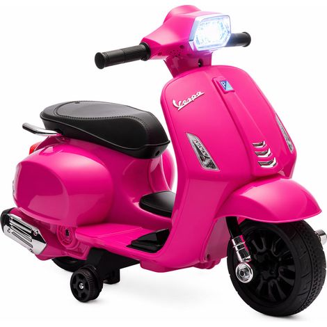 Moto Électrique Enfant 6V Véhicule à Batterie 2,5 km/h avec Phare, Klaxon et Roues d'Apprentissage pour 2-4 Ans, Rose (1/5)