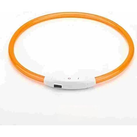 Collar luminoso - Collar LED para perro - El collar se puede cargar mediante USB (separado por separado) - M - Naranja (1/5)