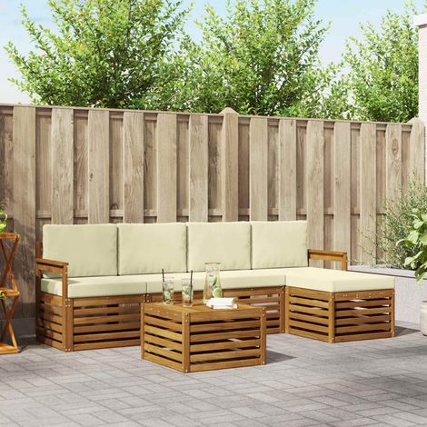 vidaXL Outdoor-Sofagarnitur mit Kissen 6 pcs Natur und Creme (1/5)